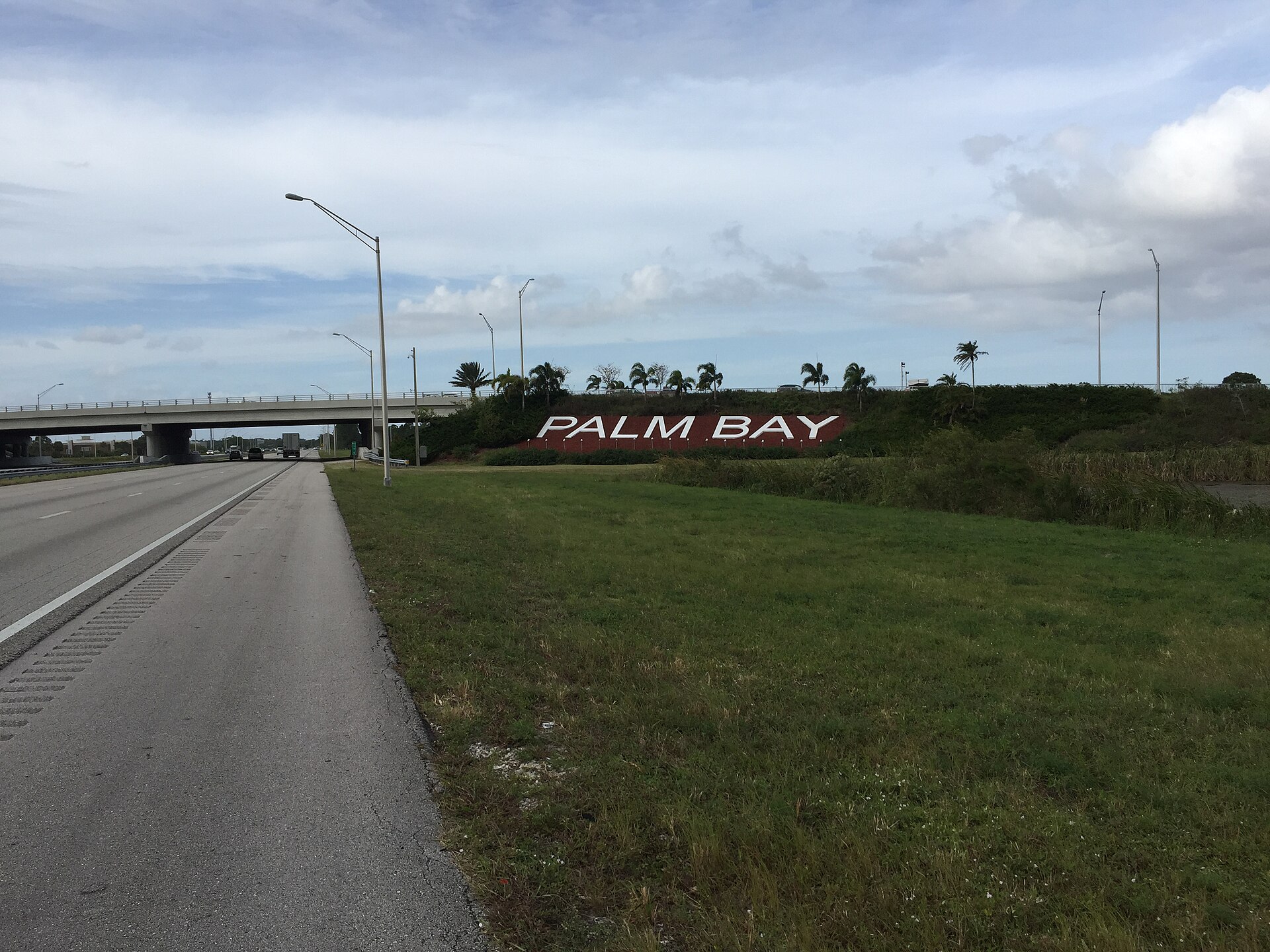 Highway sign for Palm Bay at Exit 176 (Palm Bay Road) on Interstate 95.